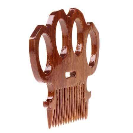 Brass Knuckles Wooden Beard Comb